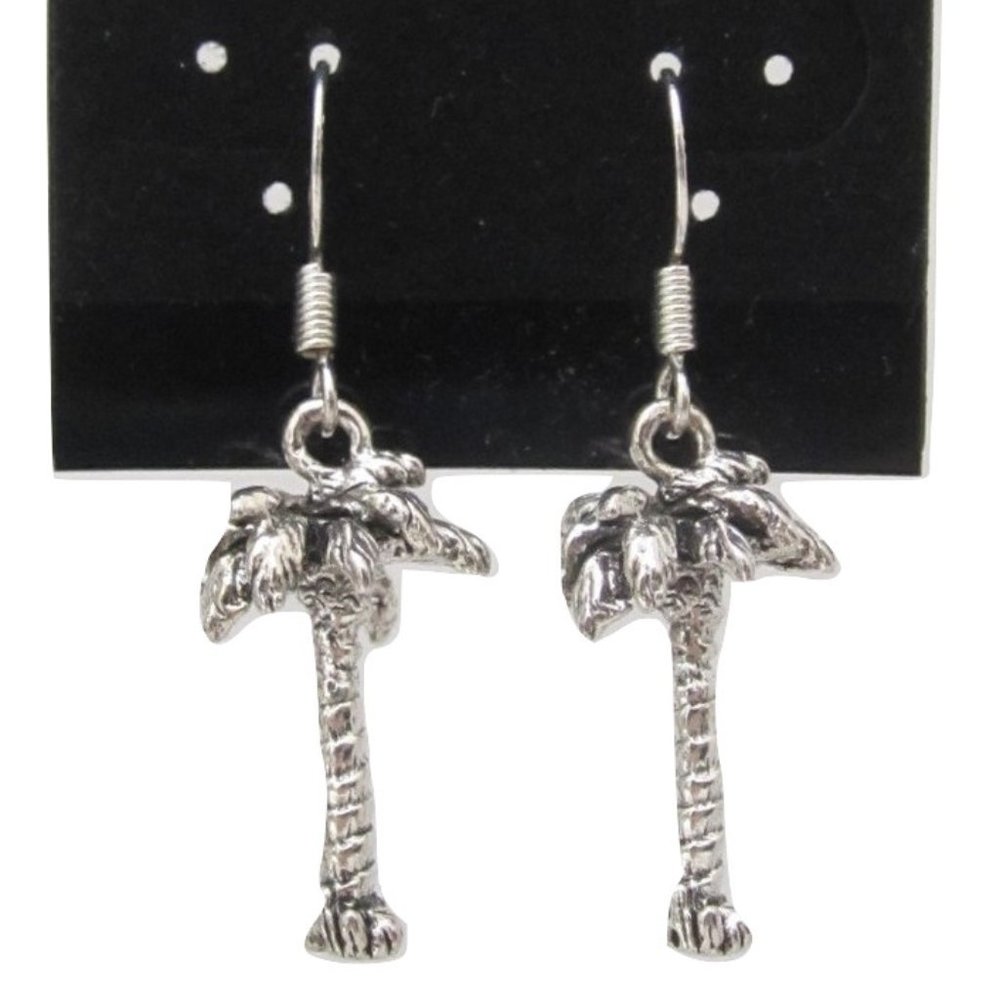 Sterling  silver  &  pewter  Palm Tree  earrings